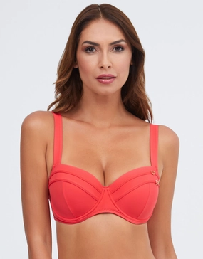 Stella Balcony Bikini Top - Coral full coverage swim tops, cute bikini tops