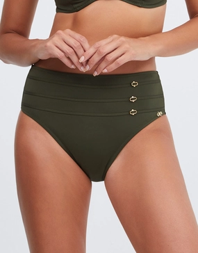 Stella Maxi Control Bikini Pant - Khaki adjustable swim bottoms women, flattering bikini bottoms