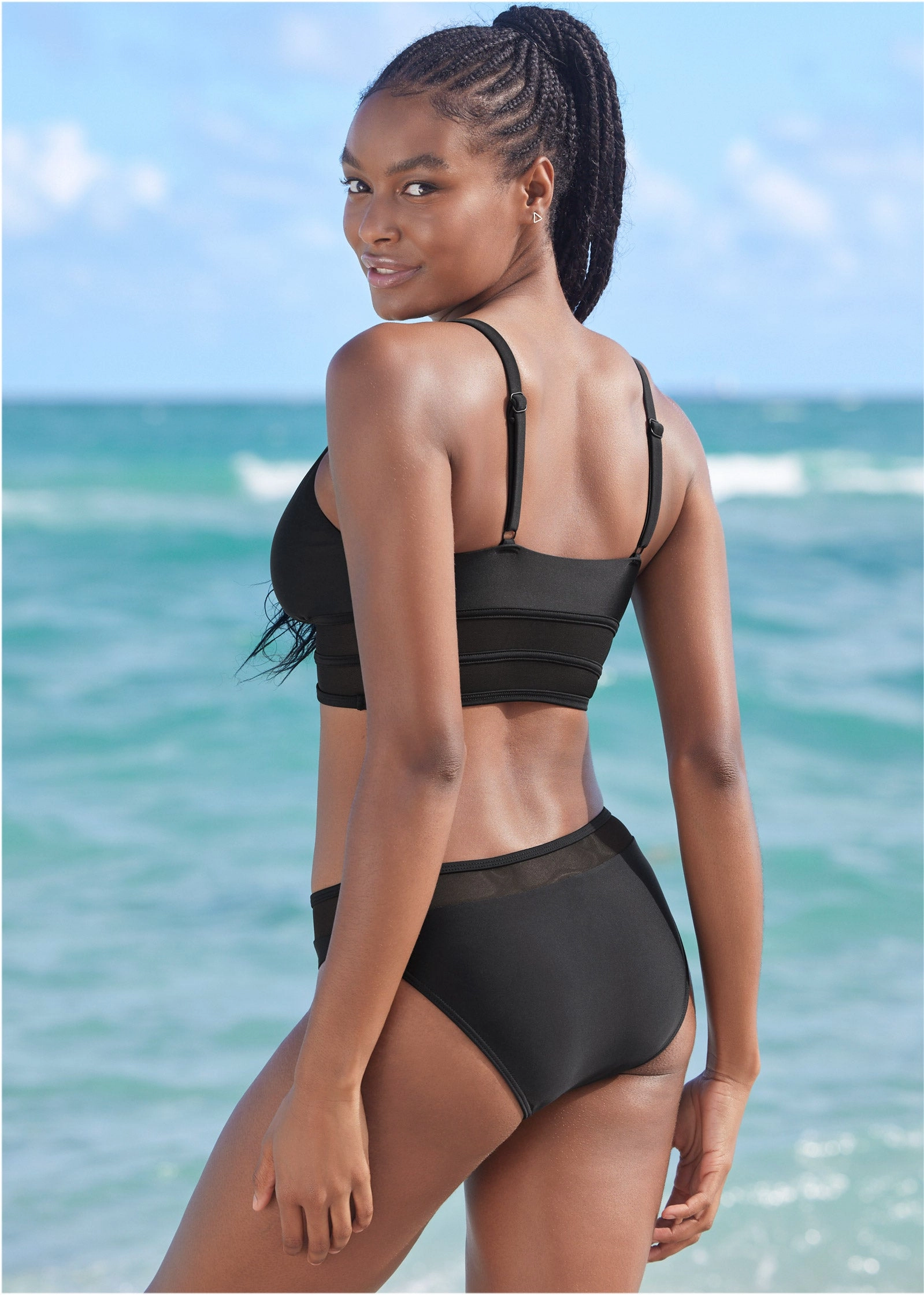Strappy Long Line Top - Black Beauty