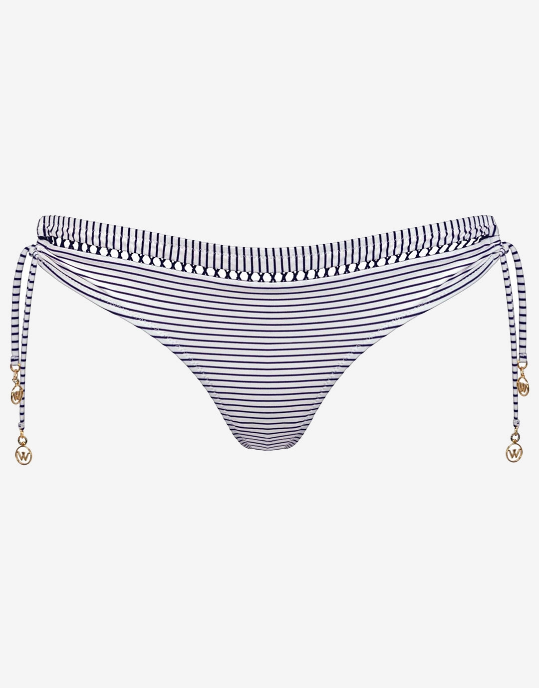 Strawberry Kiss Tie Side Bikini Pant -  White Night Blue swim shorts for women, stretch fit swim bottoms