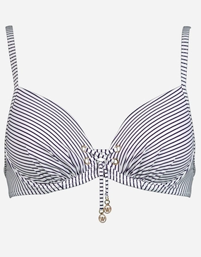 Strawberry Kiss Underwired Bikini Top - White Night Blue stylish swimwear tops, womens beach tops