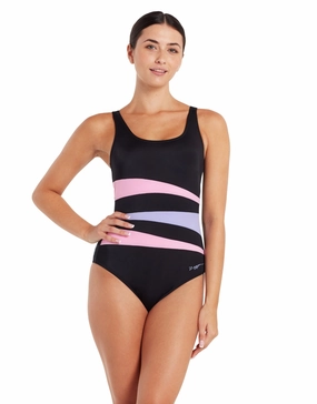 Sumatra Adjustable Scoopback Swimsuit - Black/Pink/Lilac zoggs swimwear for women, zoggs goggles and swimsuits