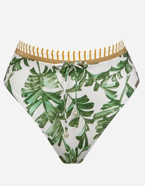 Summer Duo High Waist Pant - Leafy Breeze swim shorts for women, stretch fit swim bottoms