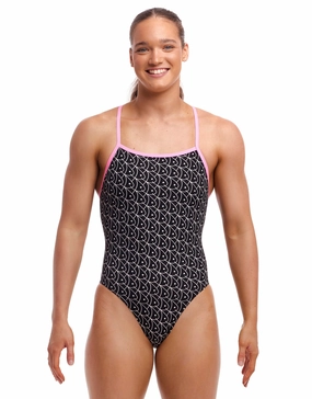 Summer Fish Tie Me Tight Swimsuit -Black/Pink funkita womens swimsuits, funkita colorful swimwear