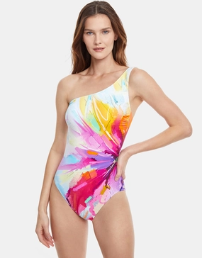 Summer in Capri One Shoulder Swimsuit pool-ready swimwear for women, trendy swimwear collection