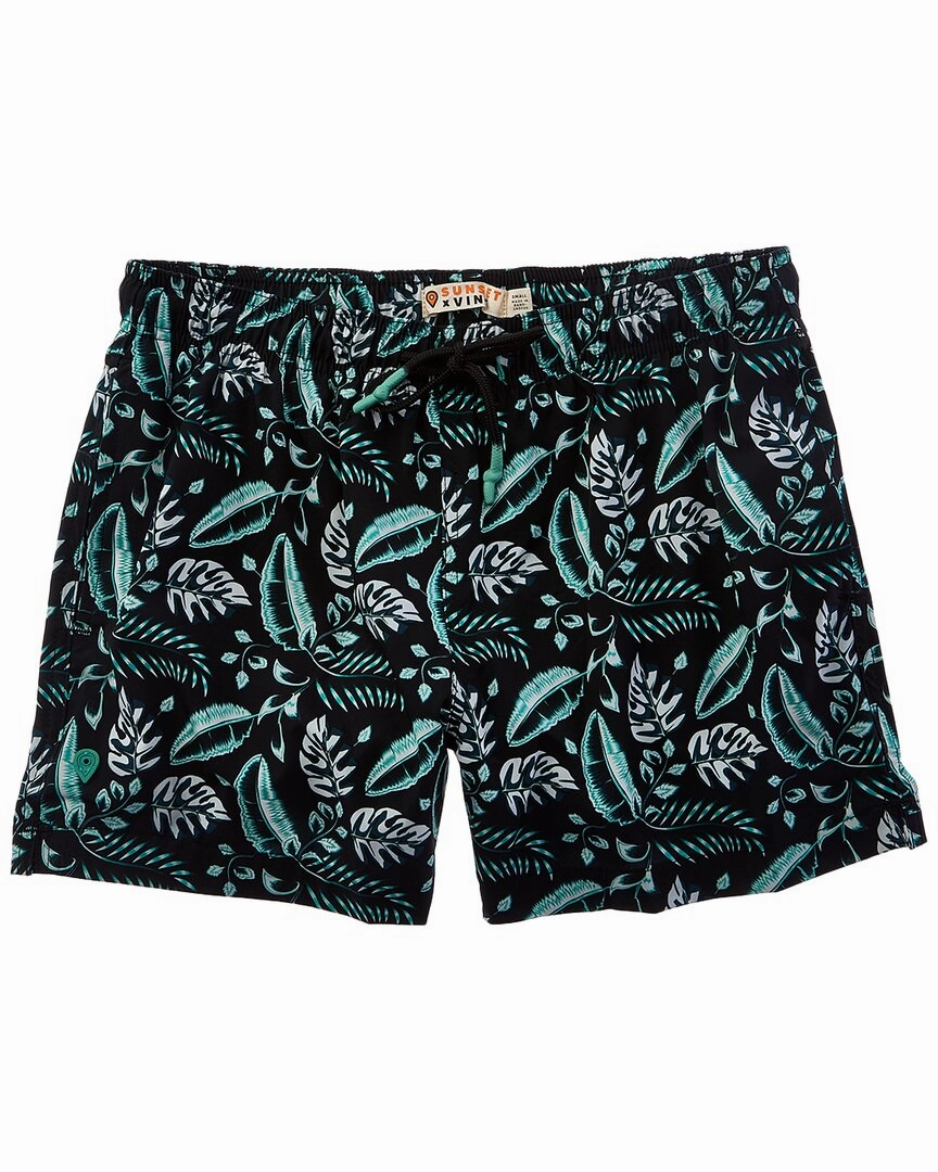 Sunset and Vine Microfiber Woven Printed Swim Trunk mens beach swimwear, quick dry mens swimsuits