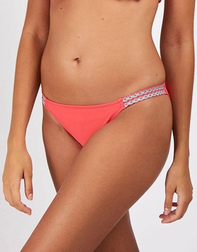 Sunspring Cuxa Hipster Bikini Bottom - Coral swim shorts for women, stretch fit swim bottoms