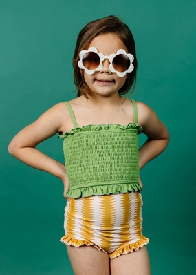 Sweet Pea Green | Mini Bandeau Top toddler girl swimwear, summer swimwear for girls