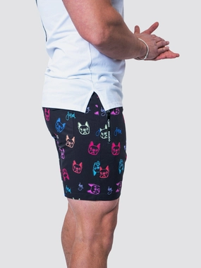 Swim Lion Dog Black mens beach swimwear, quick dry mens swimsuits