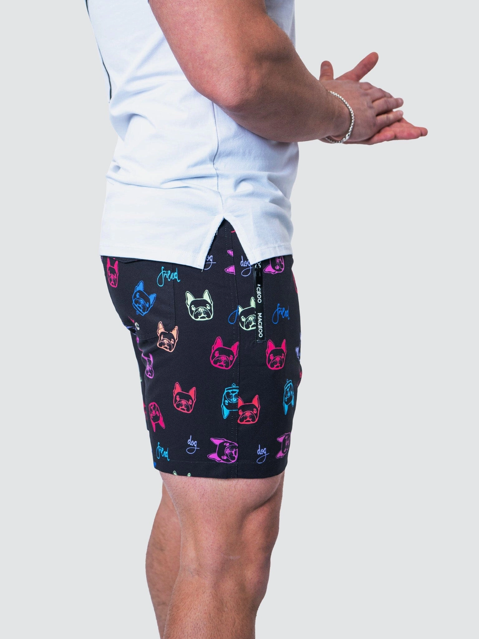 Swim Lion Dog Black mens beach swimwear, quick dry mens swimsuits