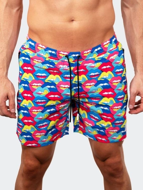 Swim Lion Lips Multi mens beach swimwear, quick dry mens swimsuits