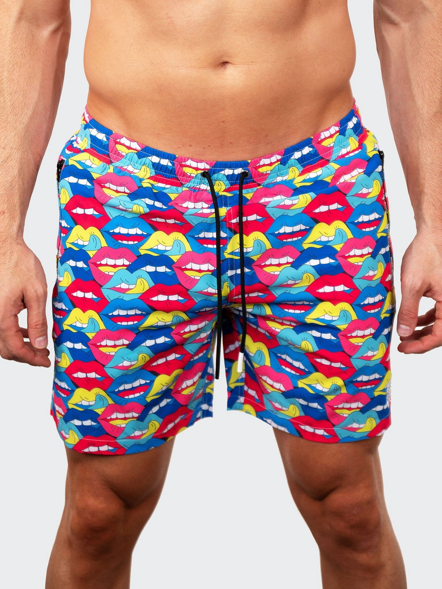 Swim Lion Lips Multi mens beach swimwear, quick dry mens swimsuits