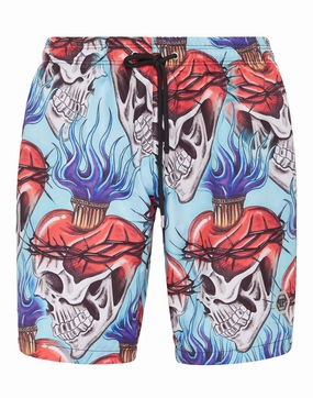 Swim Shorts Love Tattoo mens beach swimwear, quick dry mens swimsuits