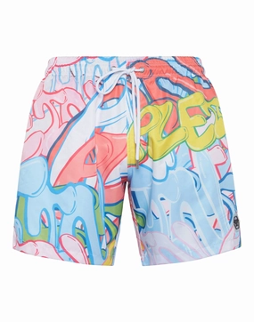 Swim-Trunks Bombing Graffiti mens beach swimwear, quick dry mens swimsuits