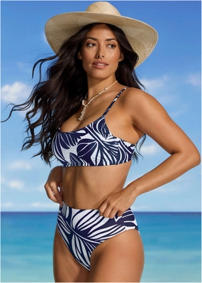 Tahiti Midi Bottom - Contrast Bold Leaves everyday swimwear for women, casual swim outfits ladies