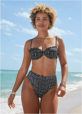 Tahiti Midi Bottom - Off The Grid black swim bottoms women, solid color bikini bottoms
