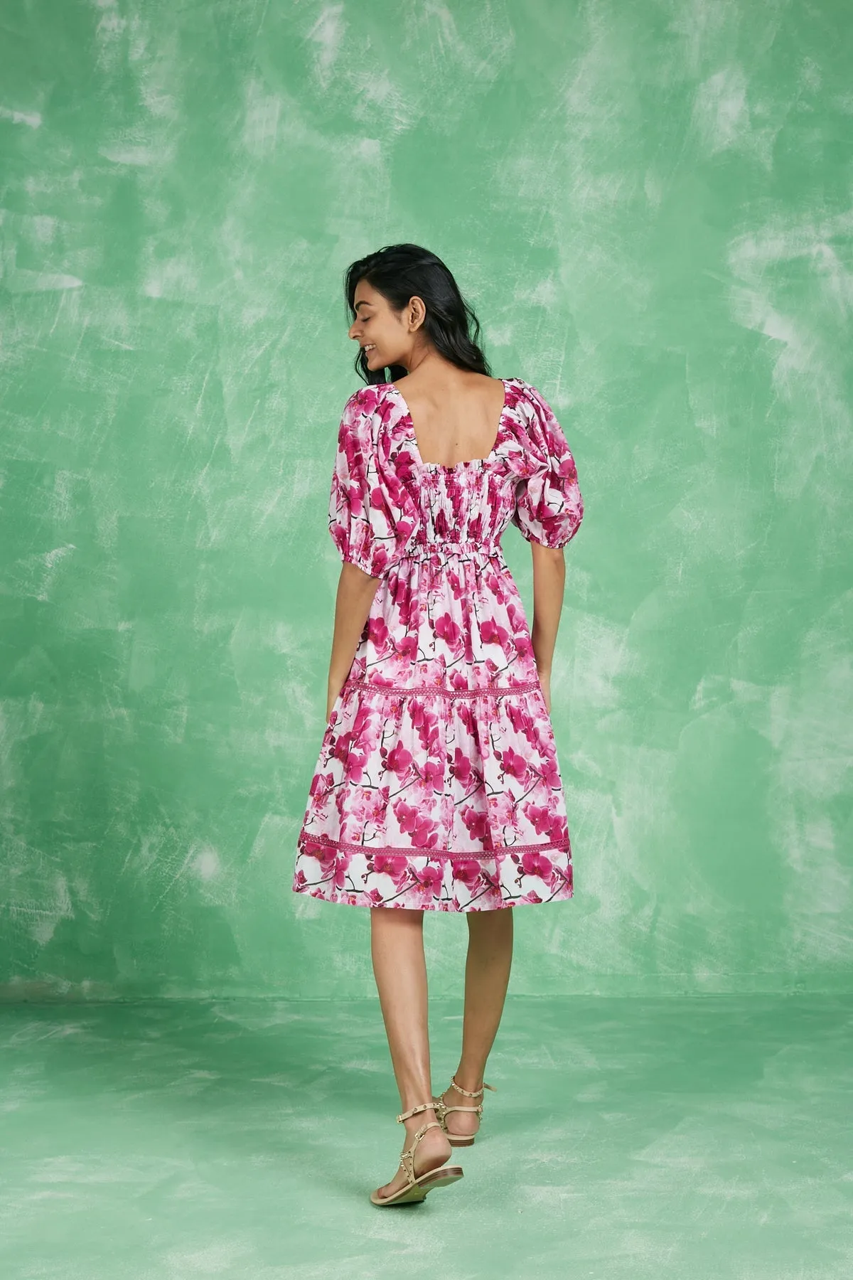 Tamara Short Dress in Magenta Kochi