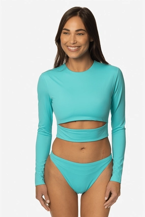 Taranaki Long Sleeved Crop Cut-Out Rashie - Manifest inclusive swimwear styles, all season swimwear options