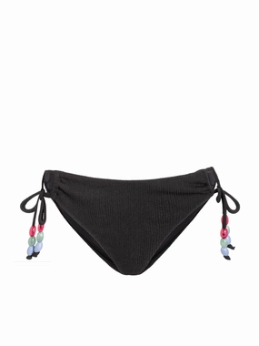Taryn Hipster Tie Bottom In Black Texture high waist swimwear women, swimsuit for women beachwear
