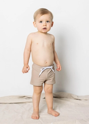 Taupe | Baby Euro Shorts boys summer swimwear, boys rash guard swim sets