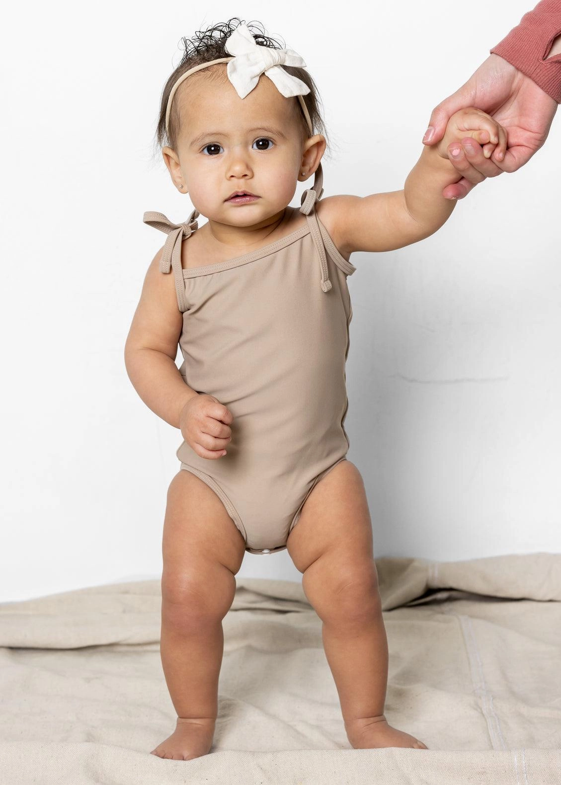 Taupe | Baby Simply One-Piece toddler girl swimwear, summer swimwear for girls