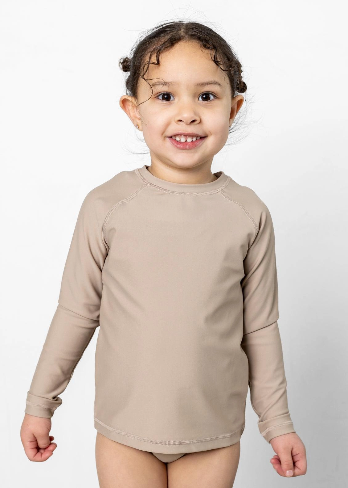 Taupe | Mini Rashguard Top (Unisex) boys summer swimwear, boys rash guard swim sets