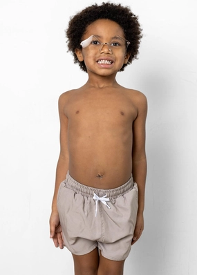 Taupe | Mini Retro Shorties boys summer swimwear, boys rash guard swim sets