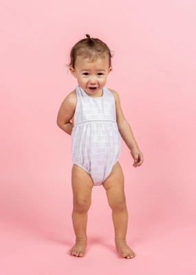 Taupe Dashes | Baby Romper One-Piece toddler girl swimwear, summer swimwear for girls