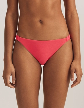 Terry Logo Trim Devin Hipster Bikini Pant - Coral adjustable swim bottoms women, flattering bikini bottoms