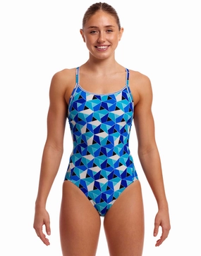 Tetra Tonic Diamond Back Swimsuit - Blue funkita womens swimsuits, funkita colorful swimwear