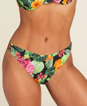 The Archive 90s Cheeky Bikini Bottom - Flat - Tropical Floral luxury womens swimwear, swimwear for beach vacation
