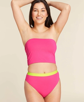 The Archive Aruba Bikini Top - Flat - Neon Hibiscus classic swimwear for women, everyday swimwear ladies