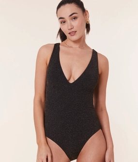The Augustine One Piece - Lurex Rib - Black - Classic classic swimwear for women, everyday swimwear ladies