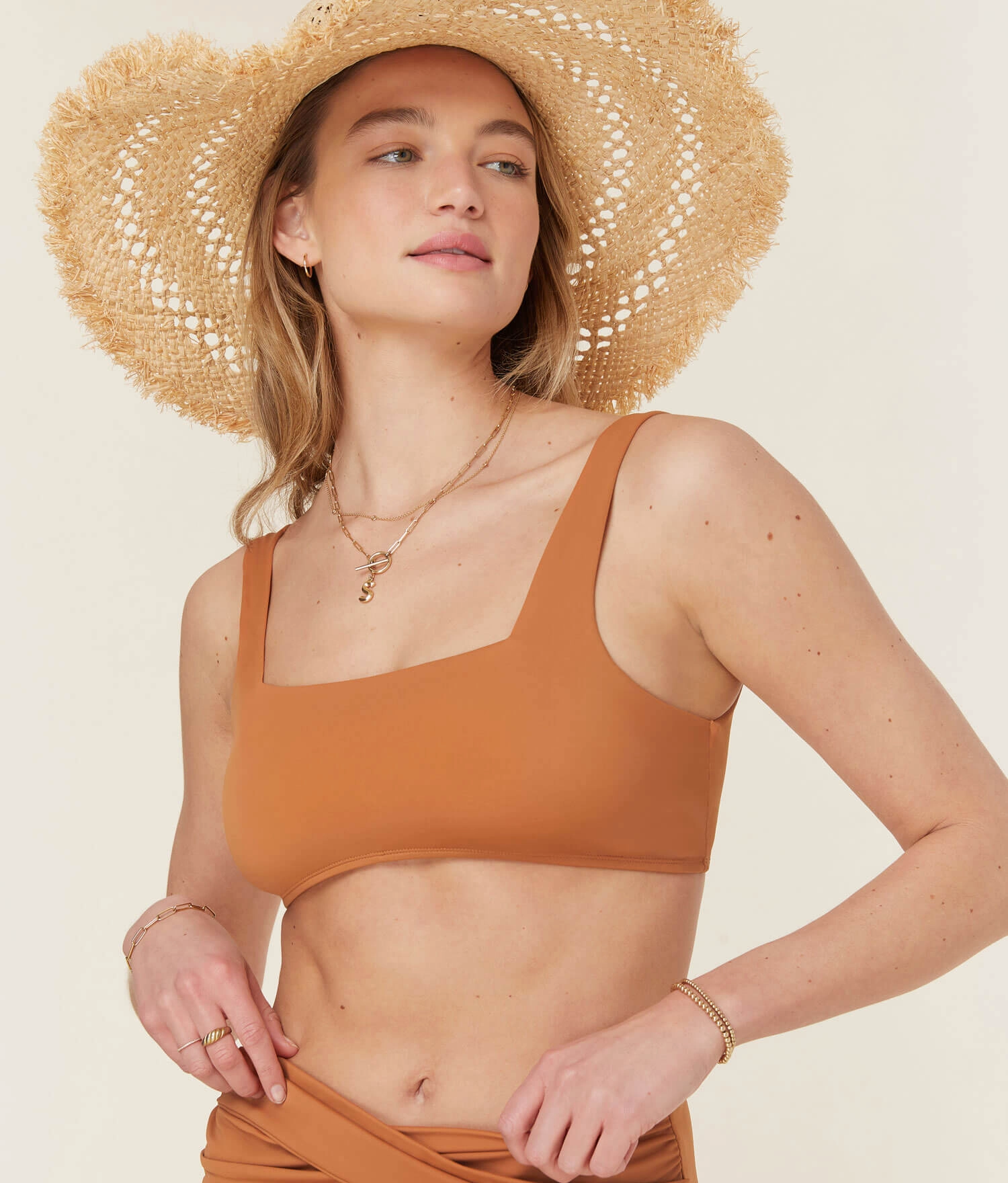 The Barbados Bikini Top - Eco Nylon - Chestnut