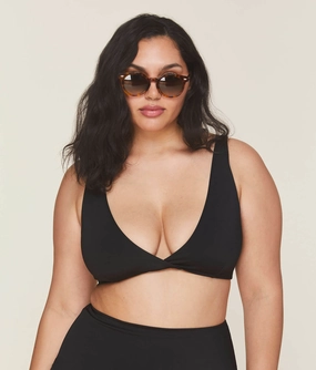 The Belmar Bikini Top - Glossy Eco Nylon - Black (Archive) classic swimwear for women, everyday swimwear ladies