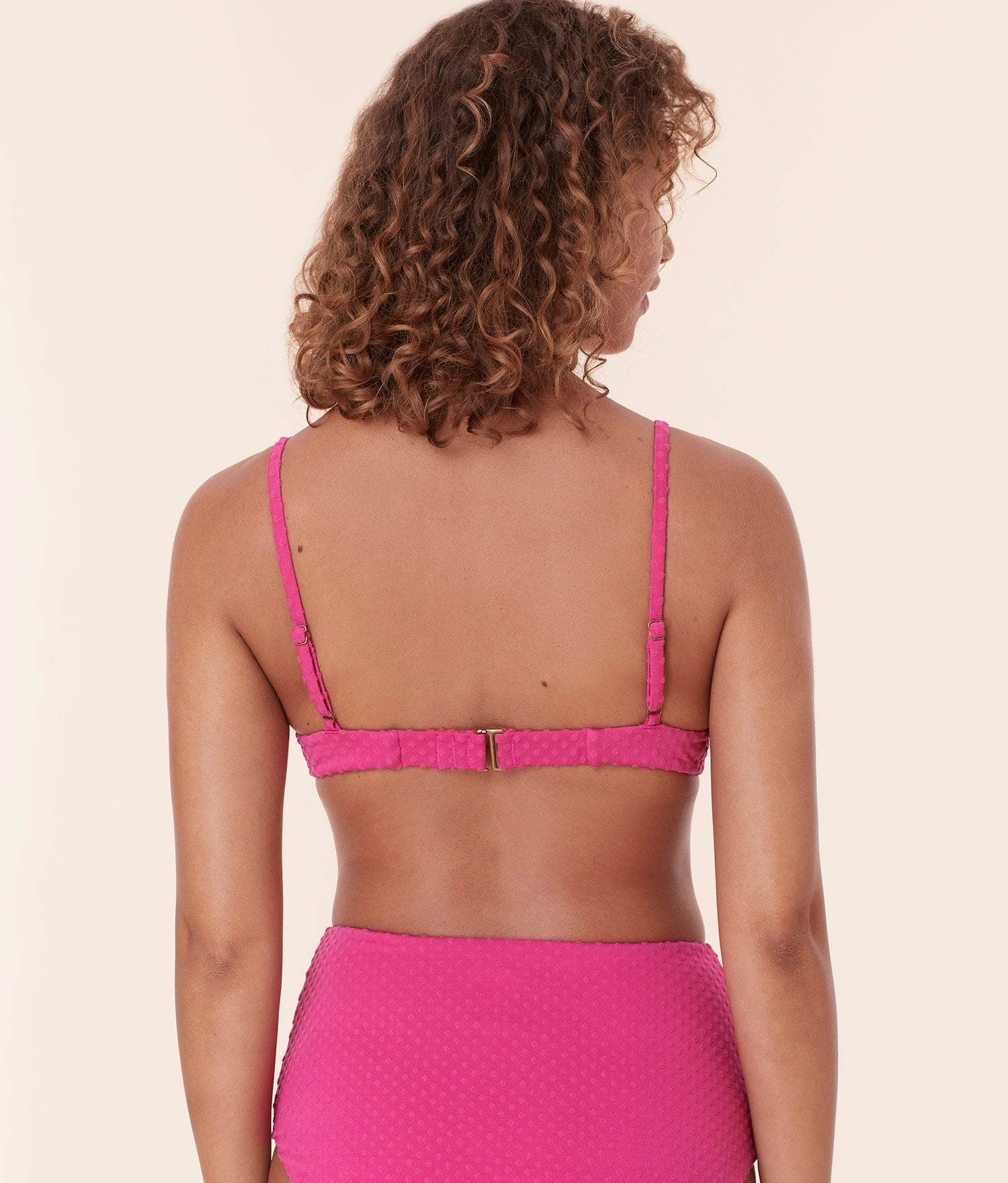 The Bermuda Bikini Top - Terry Dot - Cerise