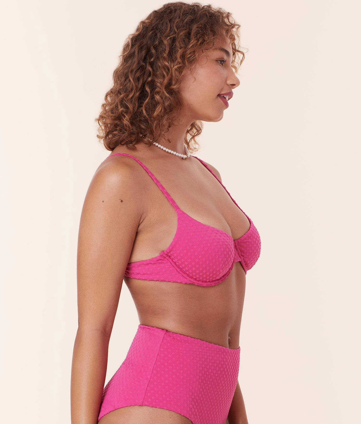 The Bermuda Bikini Top - Terry Dot - Cerise