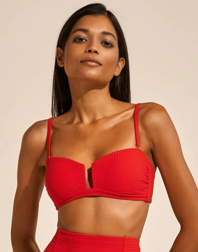 The Bloom Bandeau Bikini Top - Radiant Red full coverage swim tops, cute bikini tops