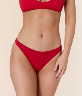 The Cheeky Bikini Bottom - Flat - Cherry Red luxury womens swimwear, swimwear for beach vacation