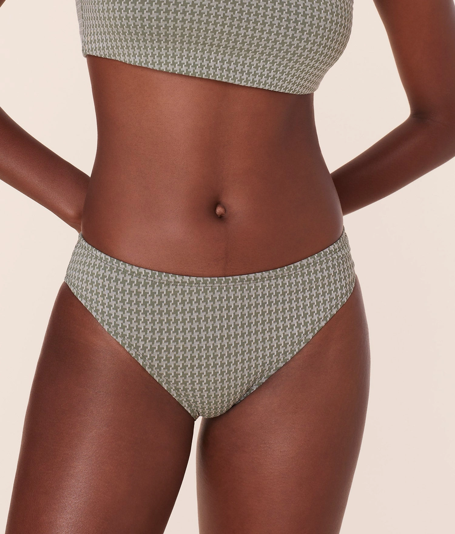 The Classic Bikini Bottom - Houndstooth - Seagrass classic swimwear for women, everyday swimwear ladies