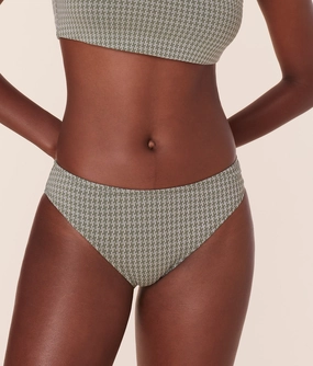 The Classic Bikini Bottom - Houndstooth - Seagrass luxury womens swimwear, swimwear for beach vacation