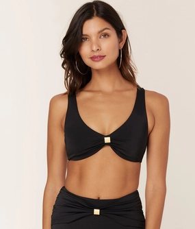 The Dalia Bikini Top - Eco Nylon - Black classic swimwear for women, everyday swimwear ladies