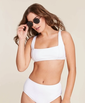 The Havana Bikini Top - Ribbed - White luxury womens swimwear, swimwear for beach vacation