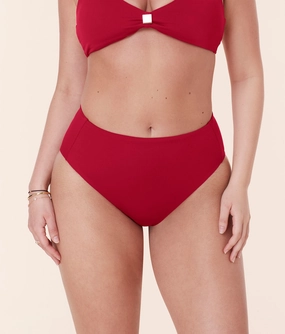 The High Rise Bikini Bottom - Eco Nylon - Garnet classic swimwear for women, everyday swimwear ladies