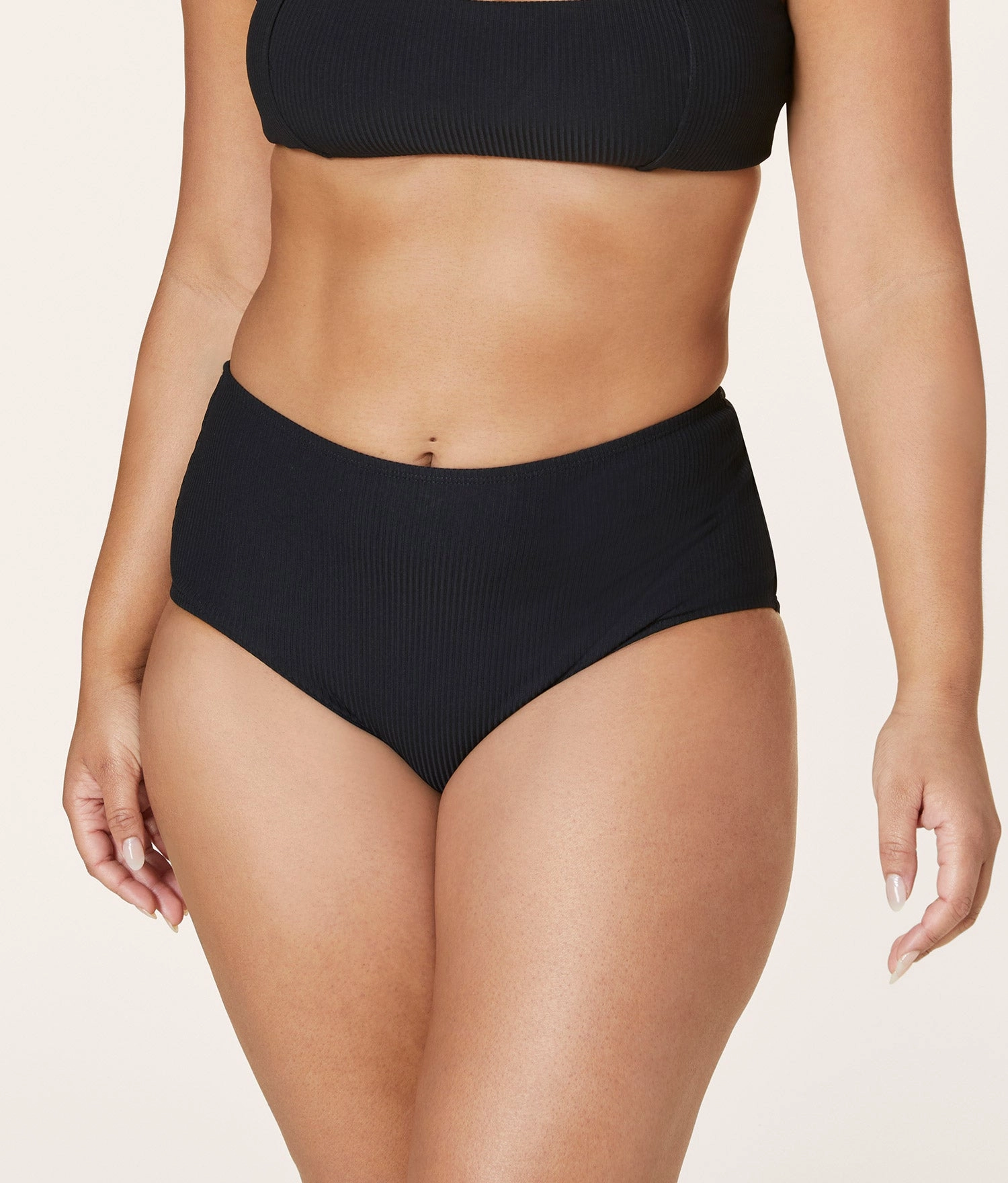 The High Waist Bikini Bottom - Ribbed - Black luxury womens swimwear, swimwear for beach vacation