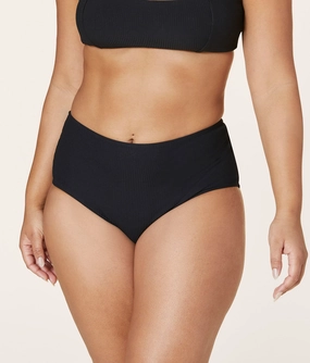 The High Waist Bikini Bottom - Ribbed - Black luxury womens swimwear, swimwear for beach vacation