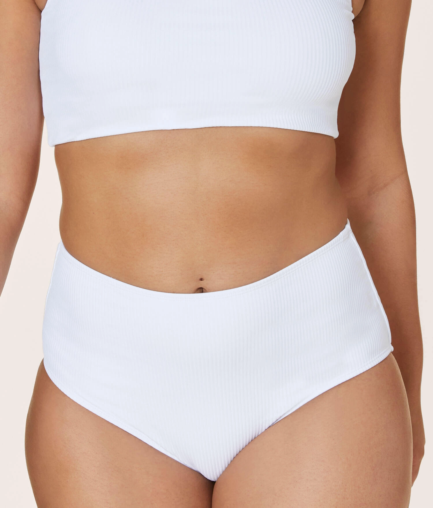 The High Waist Bikini Bottom - Ribbed - White luxury womens swimwear, swimwear for beach vacation