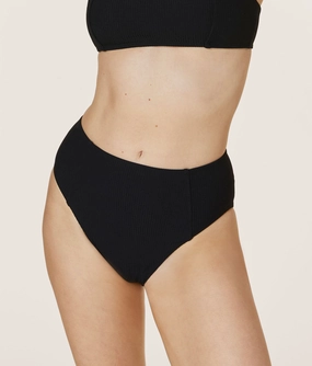 The High Waist Cheeky Bikini Bottom - Ribbed - Black classic swimwear for women, everyday swimwear ladies
