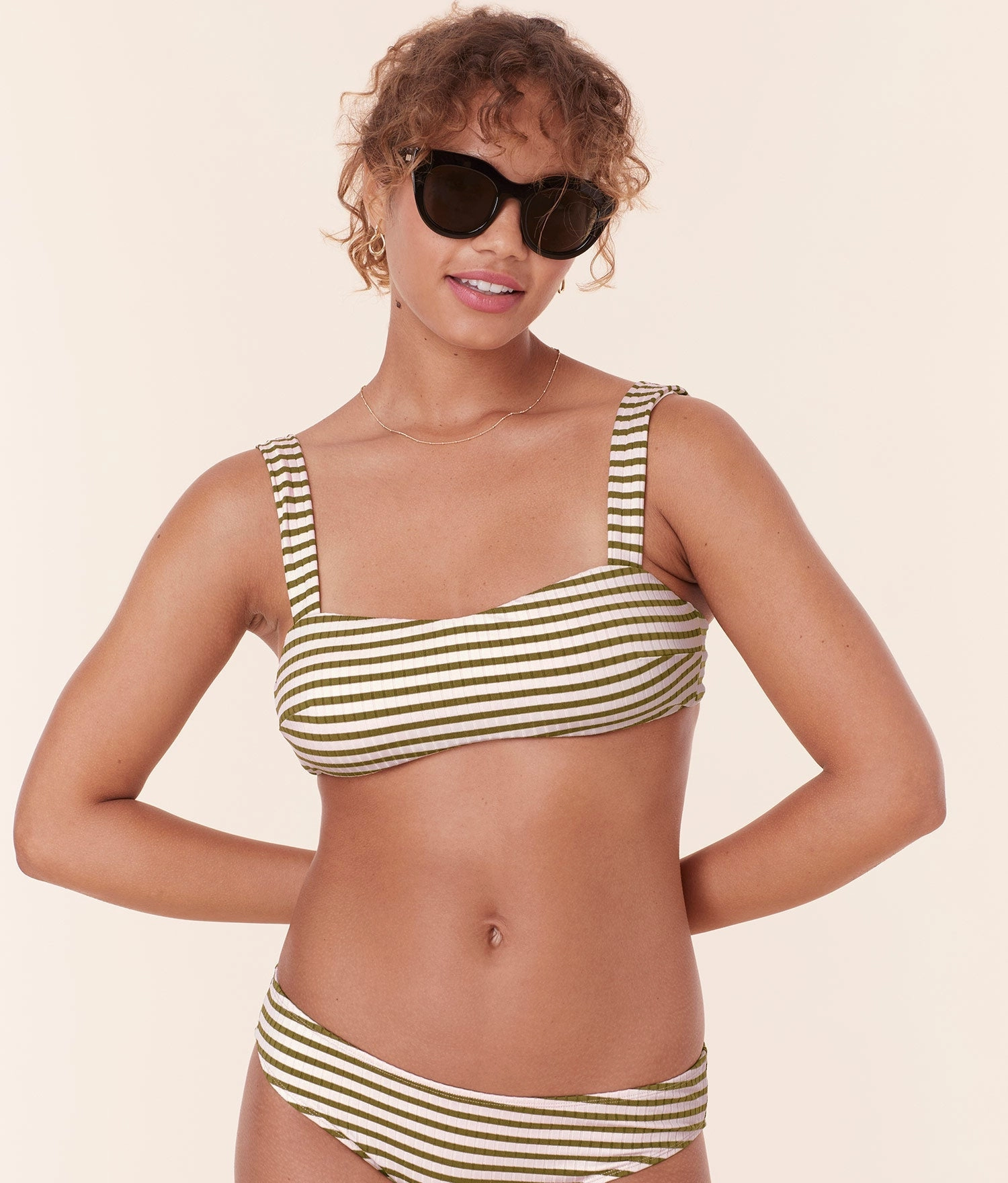 The Kalama Bikini Top - Striped Rib - Igauna classic swimwear for women, everyday swimwear ladies