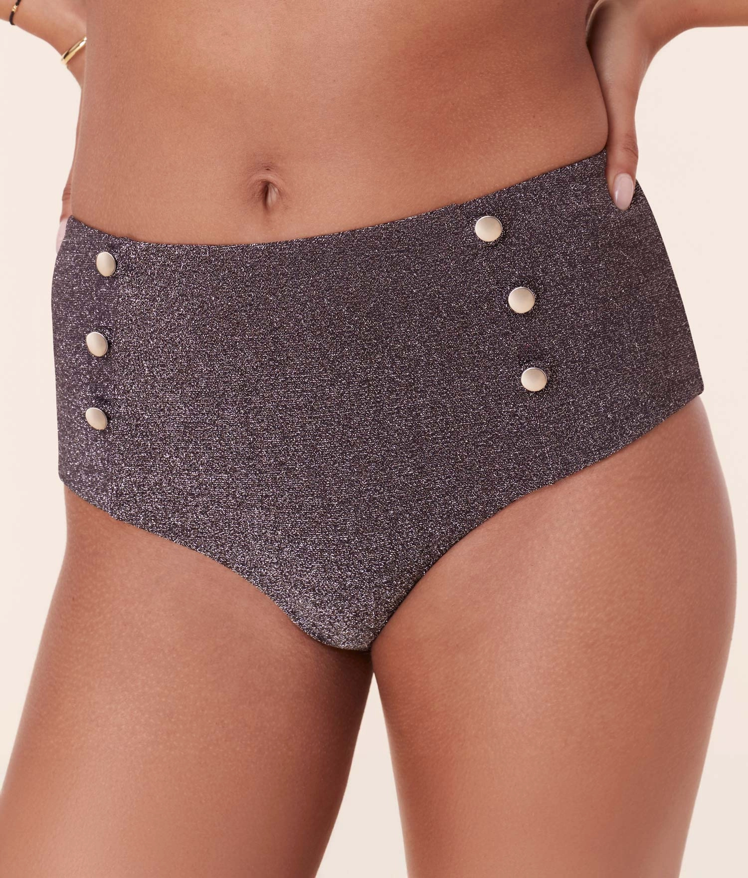 The Lipari Bikini Bottom - Glitter - Licorice